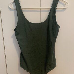 Express Green Scoop Neck Tank Bodysuit